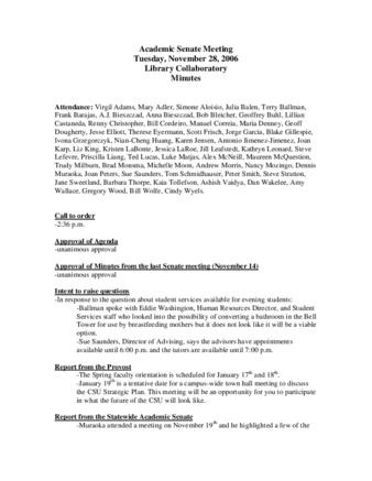 Academic Senate Meeting Minutes for November 28, 2006 thumbnail