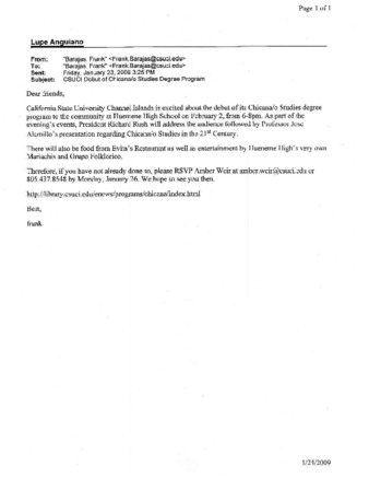 Email From Frank Barajas Regarding the debut of Huemene High School's Chicana/s Studies Degree thumbnail