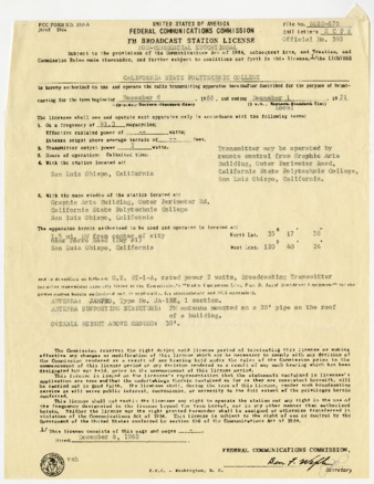 FCC FM Broadcast Station License for KCPR, December 6, 1968 thumbnail