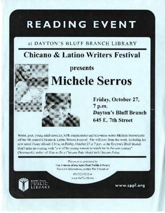Reading Event at Dayton's Bluff Branch Library Chicano & Latino Writers Festival Presents Michele Serros thumbnail