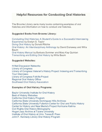 Helpful Resources for Conducting Oral Histories thumbnail