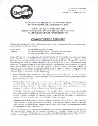 Notice of Availablilty of Environmental Impact Report-Comment Period Extended thumbnail