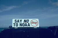 "Say no to NOAA" sign with the word Sanctuary with a line through it thumbnail