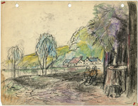 Untitled [Landscape and Houses; conte crayon] thumbnail