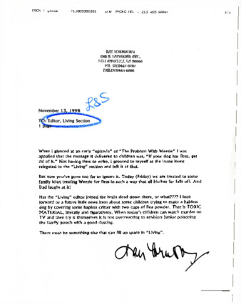 Letter to the Editor of Living Section thumbnail