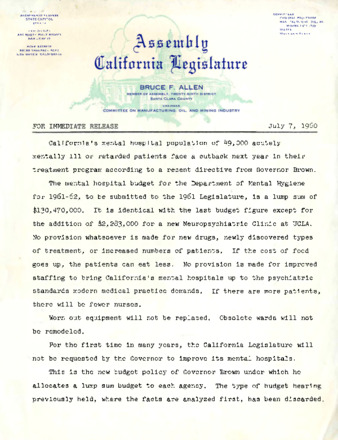 Assembly California Legislature For Immediate Release thumbnail