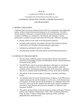 SP 04-44B University Retention, Tenure, and Promotion Policy and Procedures - Amended (Supercedes SP 03-30) thumbnail