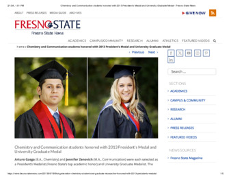 Chemistry and Communication students honored with 2013 President's Medal and University Graduate Medal thumbnail