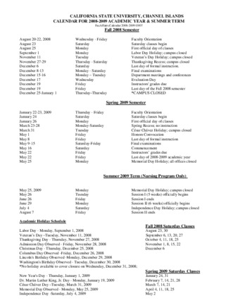 SP 06-21 Calendar for 2008-2009 Academic Year and Summer Term thumbnail