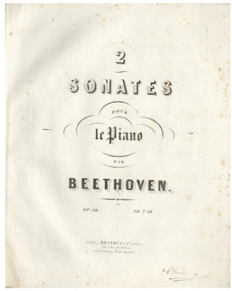 Piano Sonata no. 9 in E major, op. 14, no. 1, published by Brandus thumbnail