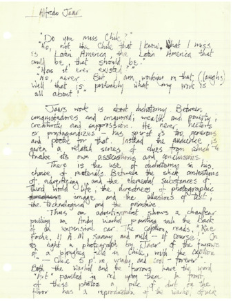 Alfredo Jaar Interview notes thumbnail
