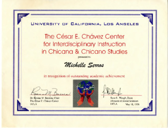 The Cesar E. Chavez Center for Interdisciplinary Instruction in Chicana & Chicano Studies at UCLA recognition to Michele Serros thumbnail
