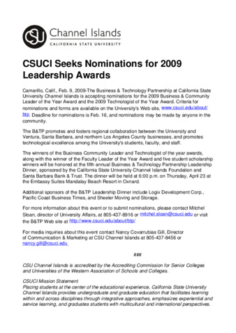 CSUCI Seeks Nominations for 2009 Leadership Awards thumbnail