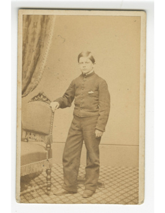 Visiting card photograph of Charles Stowe with envelope thumbnail