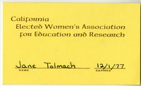Jane Tolmach California Elected Women's Association for Education and Research membership card thumbnail