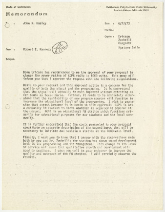 Memorandum from Robert E. Kennedy to John R. Healey, June 27, 1973 thumbnail
