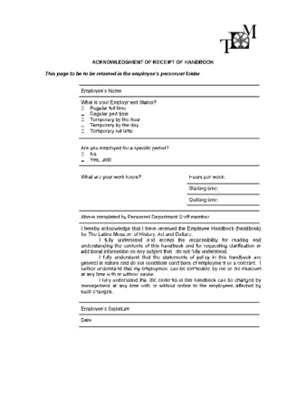 Acknowledgment of Receipt of Handbook thumbnail