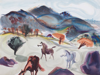 Three Horses and Rolling Hills thumbnail