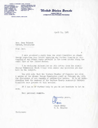 Letter to Jane Tolmach from Clair Engle thumbnail