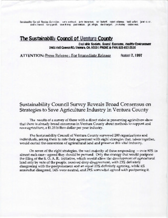 Sustainability Council Press Release regarding survey results thumbnail