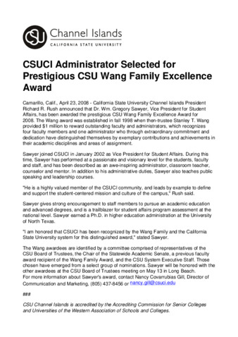 CSUCI Administrator Selected for Prestigious CSU Wang Family Excellence Award thumbnail
