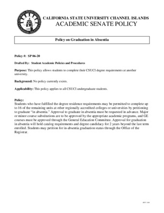 SP 06-20 Policy on Graduation in Absentia thumbnail