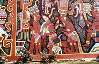Chicano/a Mural with Aztec Iconography in Estrada Courts thumbnail