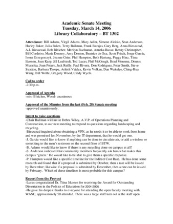 Academic Senate Meeting Minutes for March 14, 2006 thumbnail