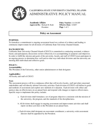 AA.04.005 - Policy on Assessment (Supersedes AA.04.001) thumbnail