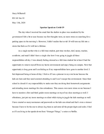 Stacy M. Burrell COVID-19 Narrative thumbnail