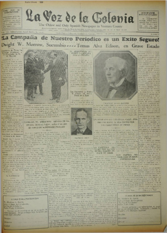 La Voz de La Colonia 9 de octubre del 1931 thumbnail