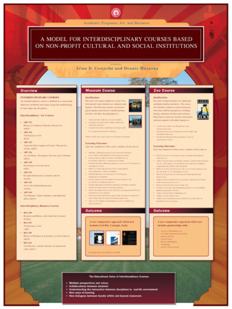 A Model for Interdisciplinary Courses Bases on Non-Profit Cultural and Social Institutions ACE Poster thumbnail