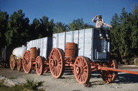 Man sitting atop a twenty mule team borax wagon at Furnace Creek thumbnail