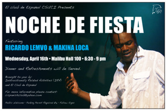 El club de Español CSUCI Presents: Noche de Fiesta featuring Ricardo Lemvo & Makina Loca thumbnail