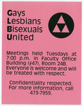 GLBU (Gays Lesbians Bisexuals United) [flier] thumbnail