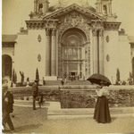 Woman with umbrella, Court of Lilies pond, Machinery and Transportation Building thumbnail