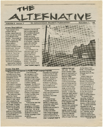 The Alternative, volume 2, issue 3, October 7, 1986 thumbnail