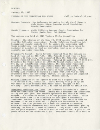 Minutes January 15, 1985 thumbnail