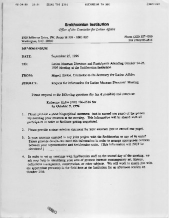 Request for information for Latino Museum Directors' Meeting thumbnail