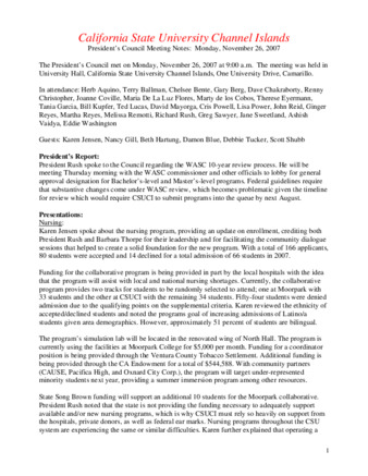 California State University Channel Islands: President's Council Meeting Notes: Monday, November 26, 2007 thumbnail