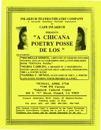 Inlakech Teatros/Theatre Company & Cafe Inlakech Presents "A Chicana Poetry Posse de Los" thumbnail