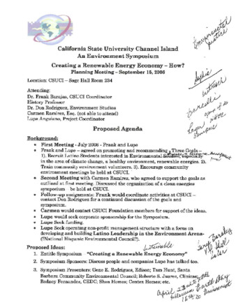 California State University Channel Islands Environment Symposium Planning Meeting Agenda thumbnail