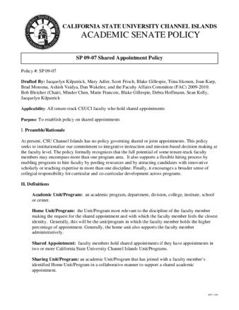 SP 09-07 Shared Appointment Policy thumbnail