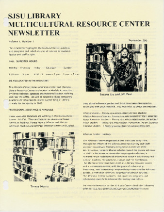 Multicultural Resource Center Newsletter, 2001-09 thumbnail