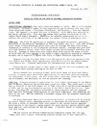 Progress Report: Status of items on the 1975-76 National Legislative Platform thumbnail