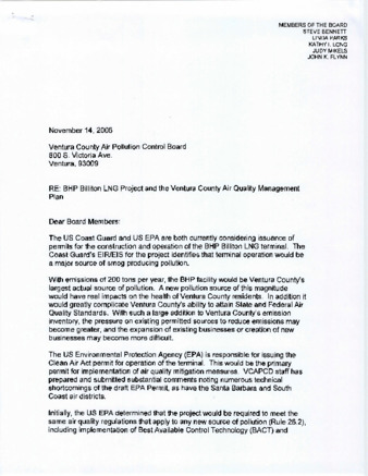 Letter to Board Members from the Ventura County Air Pollution Control Board thumbnail