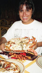 Michele Serros eating lobster thumbnail
