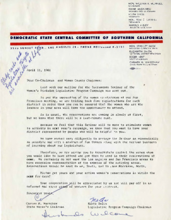 Letter from Carmen H. Warschaw and Marta Holen thumbnail