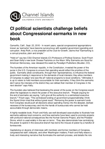 CI political scientists challenge beliefs about Congressional earmarks in new book thumbnail