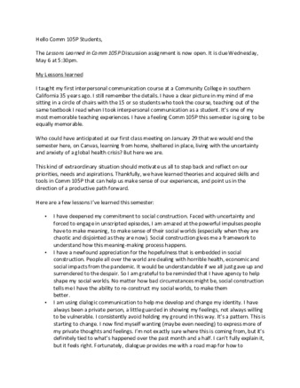 Shawn Spano Shelter in Place Discussion Assignment thumbnail